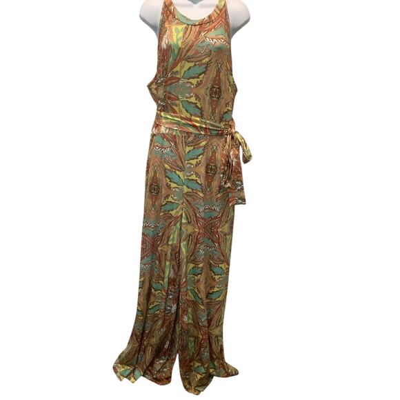 UNBRANDED RETRO/BOHO HALTER STYLE WIDE LEG JUMPSUIT 3X NWOT - Picture 1 of 10